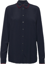 Vis Crepe Solid Fleur Shirt Ls Tops Shirts Long-sleeved Navy Tommy Hilfiger