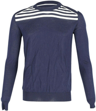 Balenciaga Striped Crew Neck Sweater in Navy Wool