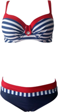 Frauen Bikini Set Bademode Badeanzug Streifen Dot Print Kontrast Push Up Underwire gepolsterte zweiteilige Badeanzug