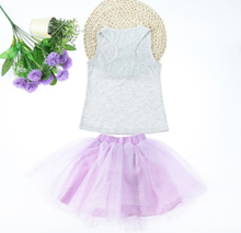 Mode Kinder Baby Mädchen Zweiteiliges Set Solid Weste ärmelloses T-Shirt Lace Mesh Tüll Tutu Bubble Skirt Outfits lila
