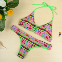 Neue Sexy Frauen Bikini Set Print Halfter drahtlose gepolsterte zwei Stück Anzug Strandbad Bademode Badeanzüge