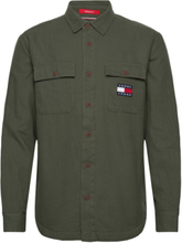 Tjm Sherpa Lined Overshirt Tops Shirts Casual Khaki Green Tommy Jeans