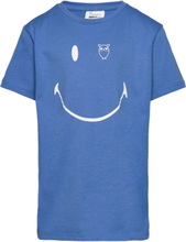 Kca X Smiley® Smiley T-Shirt - Gots T-shirts Short-sleeved Blå Knowledge Cotton Apparel*Betinget Tilbud