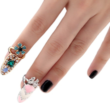 1pc Fashion Nail Schmuck Bowknot Krone Crystal Finger Nail Art Ring Beauty Nail Art bezaubert