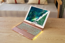 F180 drahtlose BT-Tastatur 360 Grad-drehendes bewegliches Metall faltbarer Stand-schützender Abdeckungs-Halter Bunte Hintergrundbeleuchtung-Tastatur für iPad Luft Pro 9.7 Tablette PC