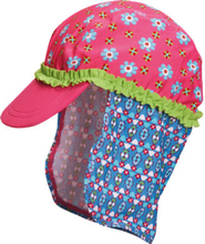 Playshoes Peaked cap med nakkebeskyttelse blomst pink