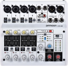 Ammoon AM-6R 8-Kanal Soundkarte Digital Audio Mixer Mischpult Eingebaute 48V Phantomspeisung Unterstützung von 5V Power Bank mit Netzteil USB Kabel für die Aufnahme DJ-Netzwerk Live-Sendung Karaoke