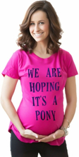 Mutterschaft Shirt Kurzarm O-Neck lustige Wort Print Schwangerschaft Mom Tops Tee Rose rot L