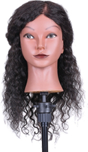 Curly Hair Mannequinkopf Friseurausbildung Kopf für Haar Styling Praxis Haarflechten Dummy Kopf mit 100% Echthaar Schwarz