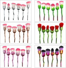 6 stücke Rose Blume Make-Up Pinsel Kit Foundation Powder Highlight Konturüberzug bilden Bürsten Kosmetik Werkzeug