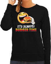 Funny emoticon sweater It is always burger time zwart dames