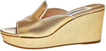 Pre-eide Saffiano Lux Leather Wedge Platform Slide Sandals