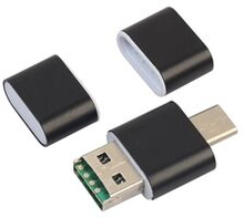 Mini 2-i-1 USB 2.0 + USB Type-C TF/SD-kortlæser Support OTG - Sort