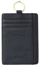 GUBINTU Mens Wallet with Card Slots and Key Ring Genuine Leather Anti-scan Money Clip