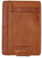 GUBINTU Genuine Leather Anti-scan Money Clip Mens Wallet with Card Slots