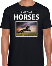 Zwarte paarden t-shirt met dieren foto amazing horses zwart voor heren