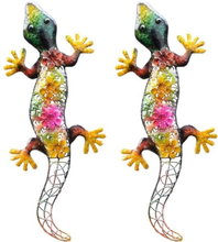 2x stuks grote metalen salamander gekleurd 55 x 25 cm tuin decoratie