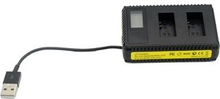 Bærbar dobbeltslots batterioplader til GoPro Hero 3/3+ med LCD-skærm