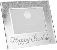 Happy Birthday - Sølvfarget Bilderamme med Glitter 21x17 cm