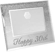 Happy 30th - Sølvfarget Bilderamme med Glitter 21x17 cm