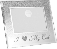 I Love My Cat - Silverfärgad Bildram med Glitter 21x17 cm