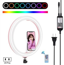 PULUZ 12 tommer RGB Dæmpbar LED- Ring Vlogging Selfiefotografering Videolys med koldsko Stativ Head