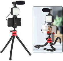 KIT-04LM Telefon Video Shooting Kit Octopus Tripod med mikrofon Telefonholder Fyld Light Vlogging Ki