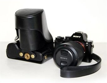 PU læder kamerabeskyttelsesetui + rem til Sony a7R med 28-70 mm objektiv