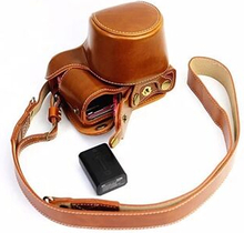 PU læder kamerataske + rem til Sony NEX-3N/Alpha a5000/Alpha a5100 med 16-50 mm objektiv