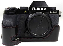 PU læderkamera halvt etui bunddæksel med batteriåbning til Fujifilm X-S10