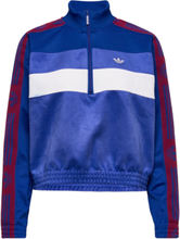 Blocked Suede Half Zip Sweatshirt With Tape Detail Sport Sweatshirts & Hoodies Sweatshirts Blue Adidas Originals