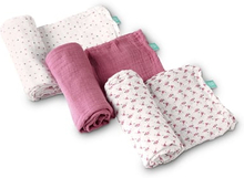 KOALA BABY CARE ® Musselindetørklæde Soft Touch 80 x 80 cm 3-pak - lilla