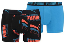 Puma 2P Logo Print Boxer Blå/Rød bomull Medium Herre