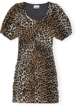 Leopard seedpearl ganni tryktettpuff hylse mini kjole Kjole