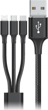 USB-kabel til Micro USB, USB-C og Lightning Goms Sort 1, 2 m