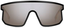 Black mask-style sunglasses with branded temples