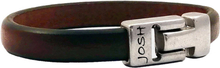 JOSH 24458-BRA-S-BR Armband leder bruin-zilverkleurig 10 mm