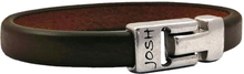 JOSH 24458-BRA-S-BL Armband leder zwart-zilverkleurig 10 mm 22 cm