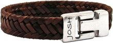 JOSH 24825-BRA-S-CO Armband leder cognac-zilverkleurig 15 mm 23 cm