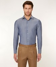 Camicia da uomo su misura, Reda Active, Azzurro Scuro Stretch Lana Merino, Quattro Stagioni | Lanieri
