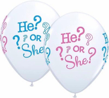 25 stk 27 cm Ballonger - Gender Reveal Ballonger med Teksten He or She?