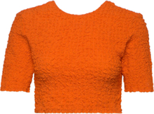 Cotton Poplin Crop Tops Short-sleeved Crop Tops Oransje Ganni*Betinget Tilbud