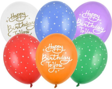 6 stk 30 cm Ballonger - Happy Birthday To You Ballongbukett