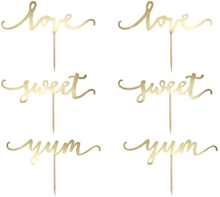 Cupcake Toppers Sweet Love, guld - PartyDeco