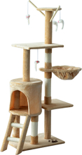 Albero tiragraffi con cuccia per gatti in legno 40x30x131cm colore biege