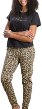 Trofe Leoheart Short Sleeve Pyjama Leopard bomuld Medium Dame