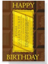 Willy Wonka Golden Ticket Birthday Greetings Card - Standard Card