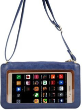Universal View Window Touch Screen Leather Cross-body Purse Mobile Pouch Soft PU Leather Case, Size