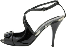 Pre-owned Patent Leather Peep Toe Slingback Sandals