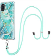 IMD TPU Phone Cover Splicing Marble Pattern Electroplating 2.0mm Flexible Case + Lanyard for Samsung